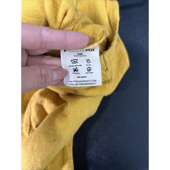 Three Bird Nest Jumpsuit Womens XL Mustard Lounge Jogger Tie Waist Sleeveless - Picture 7 of 8